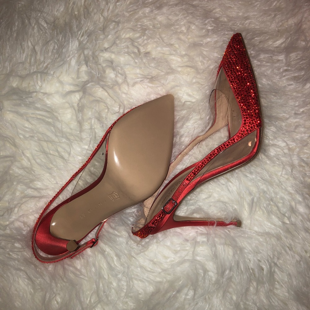 GIANVITO ROSSI Embellished satin & PVC Sling-backs - Picture 5 of 6